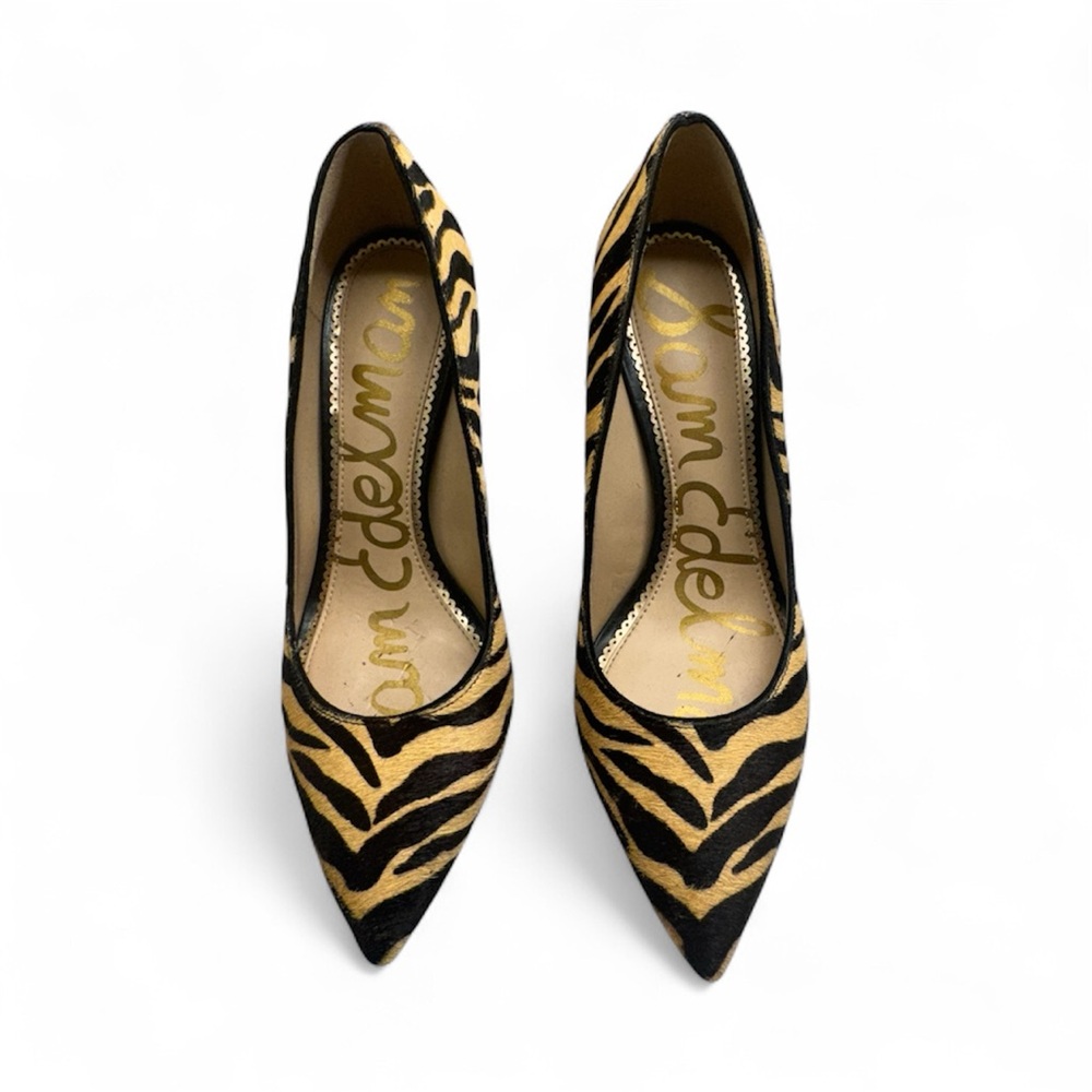 Sam Edelman Women's Zebra Animal Print Stiletto Pump Heels Black & Tan Size 6.5